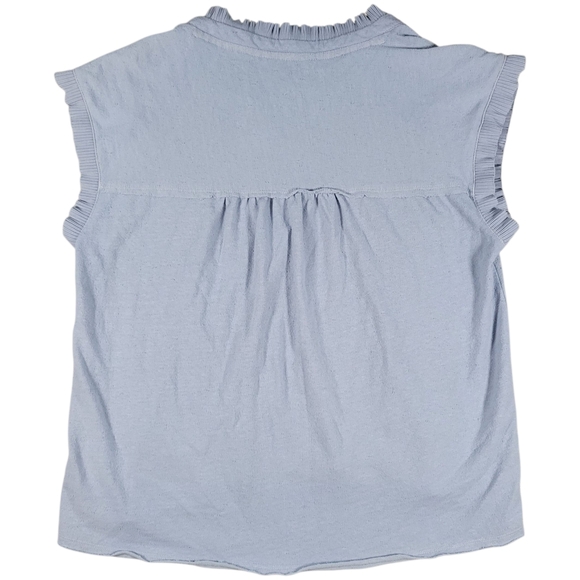 Anthrpologie Pilcro Top Womens S Blue Slub Knit Sleeveless Ruffle Pullover Shirt - Picture 2 of 9